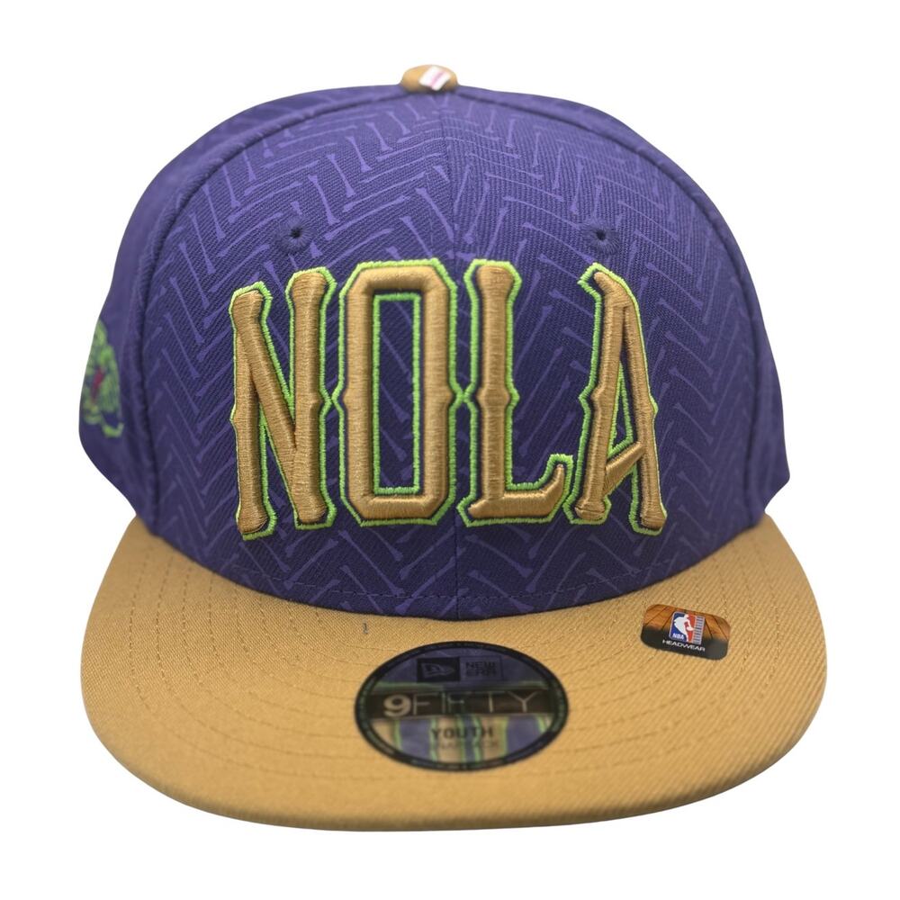 New Era NOLA Pelicans 9FIFTY Youth Snapback Hat Purple Gold